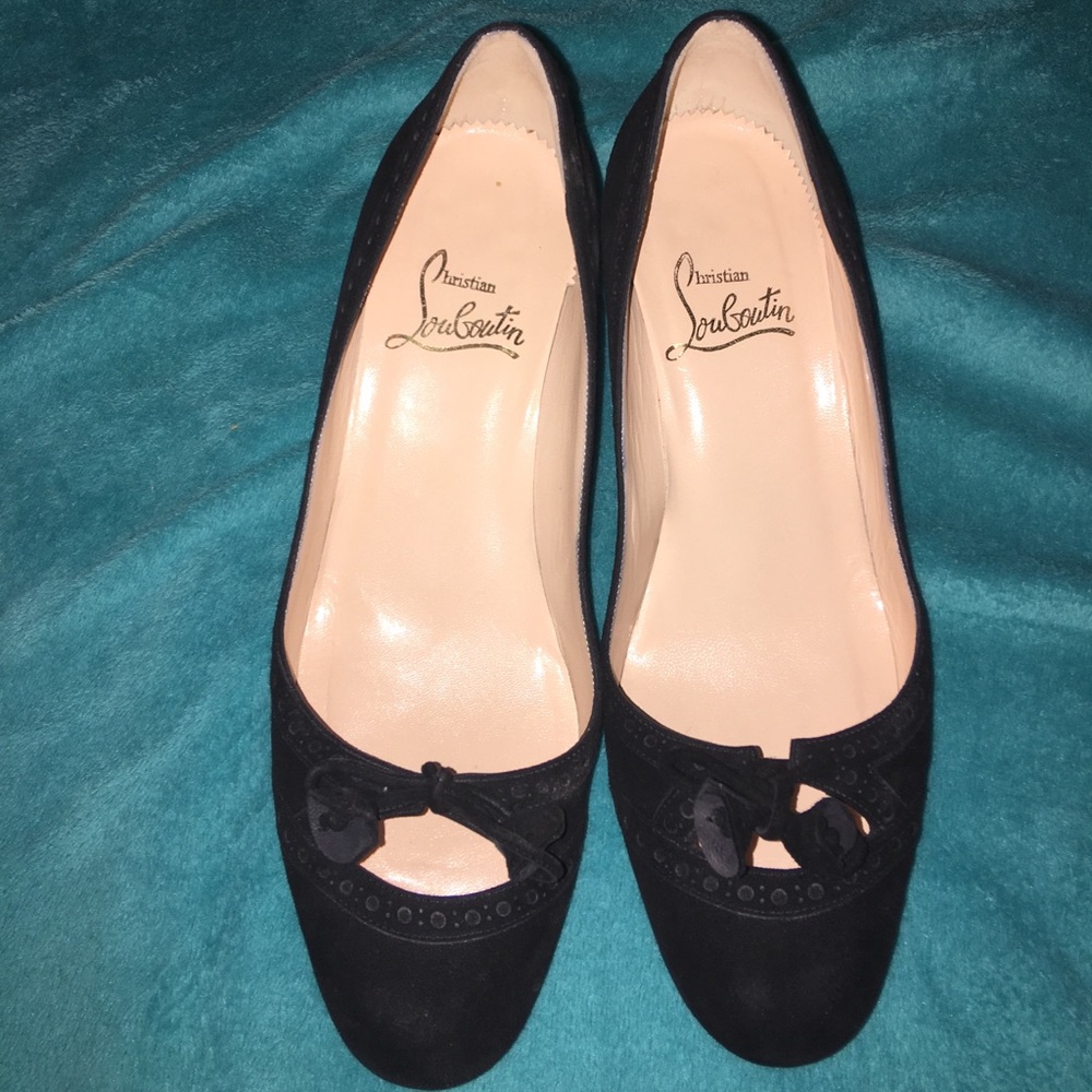 Christian Louboutin Suede Brogue-trimmed Heels